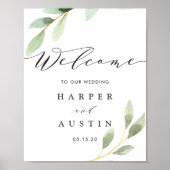 Welkomstteken groene oliage Botanical Weduwen Poster (Voorkant)