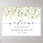 Welkomstteken groene oliage Botanical Weduwen Poster