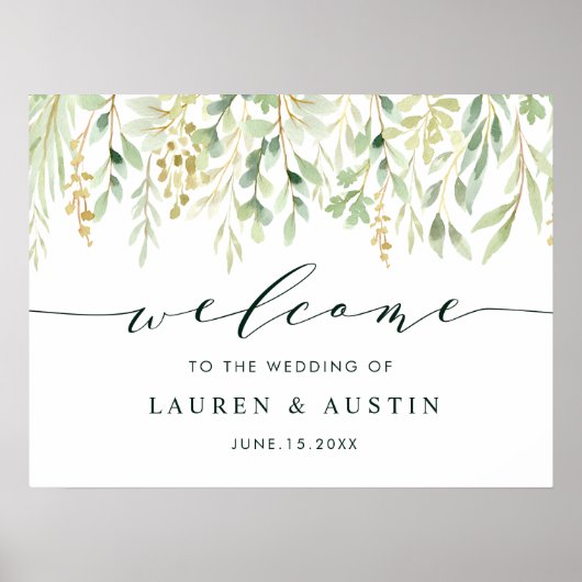 Welkomstteken groene oliage Botanical Weduwen Poster (Voorkant)
