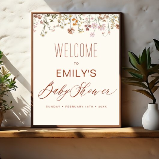 Welkomstteken in Bloom van Baby shower van wilde b Poster