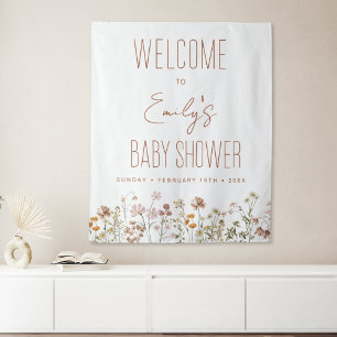 Welkomstteken in Bloom van Baby shower van wilde b Wandkleed