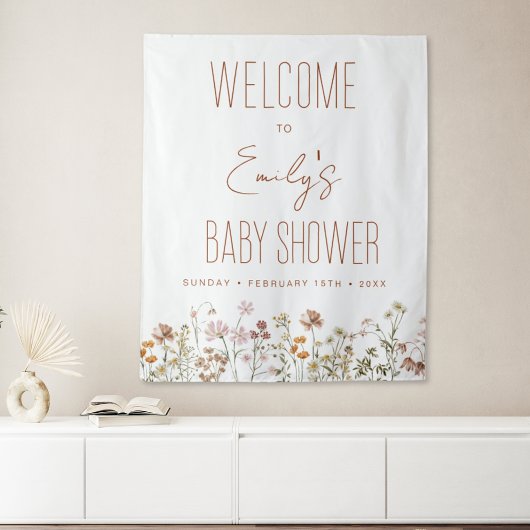 Welkomstteken in Bloom van Baby shower van wilde b Wandkleed