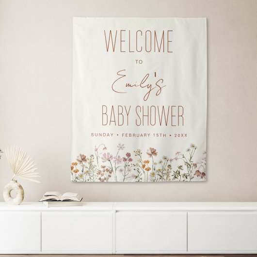 Welkomstteken in Bloom van Baby shower van wilde b Wandkleed
