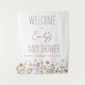 Welkomstteken in Bloom van Baby shower van wilde b Wandkleed (Voorkant)