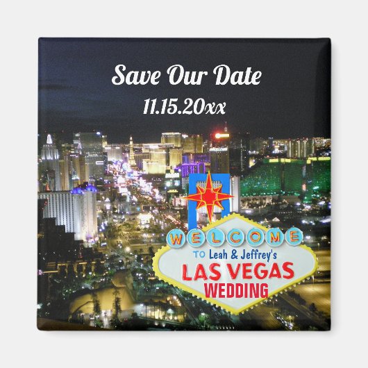 Welkomstteken in Las Vegas Wedding Date Magneet (Voorkant)