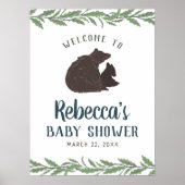 Welkomstteken klein Beer Rustisch Baby shower Poster (Voorkant)