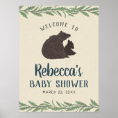Welkomstteken klein Beer Rustisch Baby shower Poster (Voorkant)