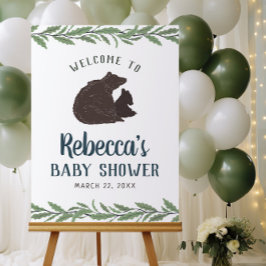Welkomstteken klein Beer Rustisch Baby shower Poster
