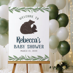 Welkomstteken klein Beer Rustisch Baby shower Poster