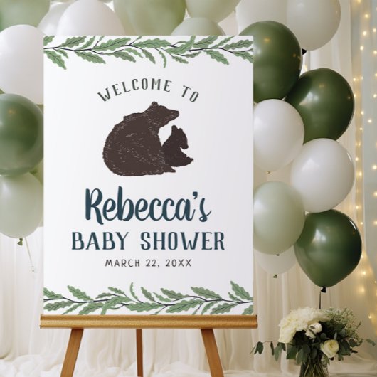 Welkomstteken klein Beer Rustisch Baby shower Poster