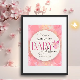 Welkomstteken klein Butterfly-Baby shower Poster
