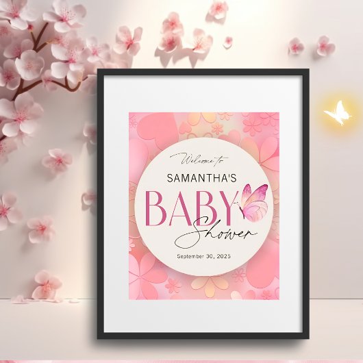 Welkomstteken klein Butterfly-Baby shower Poster