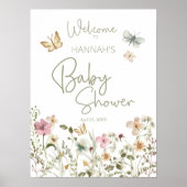 Welkomstteken klein Butterfly Girl Baby shower Poster (Voorkant)