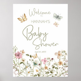 Welkomstteken klein Butterfly Girl Baby shower Poster