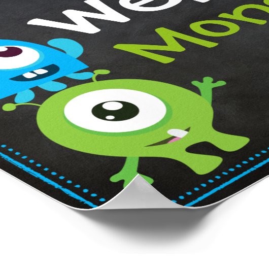 Welkomstteken kleine monster poster (Hoek)