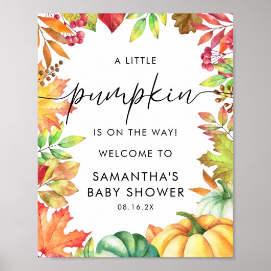 Welkomstteken kleine pomkin Herfst Baby shower Poster (Voorkant)