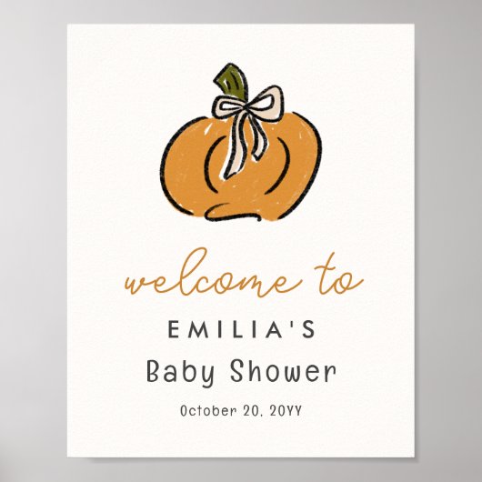 Welkomstteken kleine pompoenen Baby shower Poster (Voorkant)