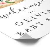 Welkomstteken kleine roze Baby shower Poster (Hoek)