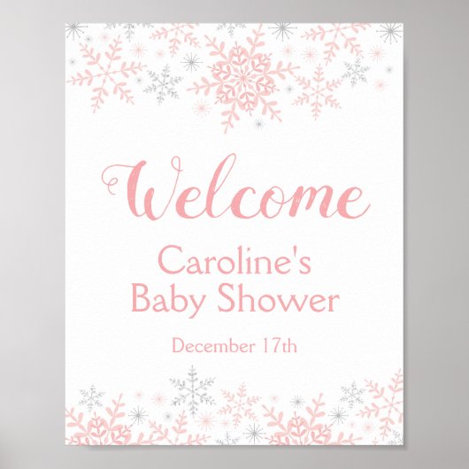 Welkomstteken kleine Snowflake Baby shower Poster (Voorkant)