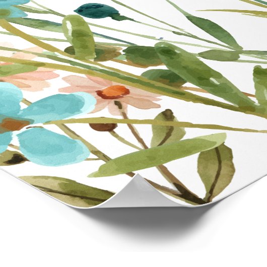 Welkomstteken kleine wilde bloemen Baby shower Poster (Hoek)