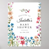 Welkomstteken kleine wilde bloemen Baby shower Poster (Voorkant)