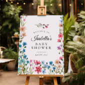 Welkomstteken kleine wilde bloemen Baby shower Poster