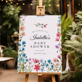Welkomstteken kleine wilde bloemen Baby shower Poster