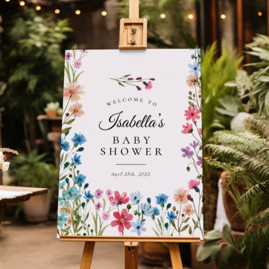 Welkomstteken kleine wilde bloemen Baby shower Poster