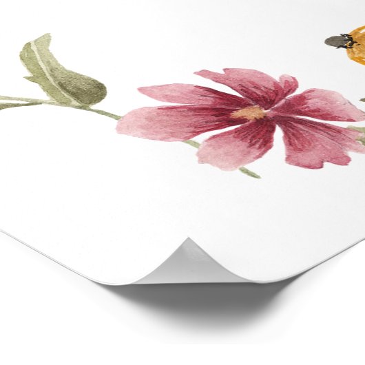 Welkomstteken kleine Wildflower Girl Baby shower Poster (Hoek)