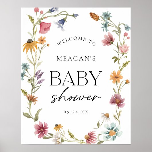 Welkomstteken kleine Wildflower Girl Baby shower Poster (Voorkant)