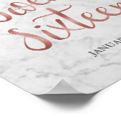 Welkomstteken Marble Faux Roos Gold Sweet Sixteen Poster (Hoek)