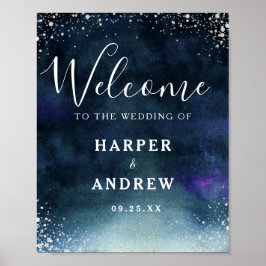 Welkomstteken marinier Blue Silver Wedding Poster