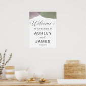 Welkomstteken Paars en Sage Green Wedding Poster (Keuken)