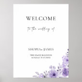 Welkomstteken Paarse bruiloft Poster (Voorkant)