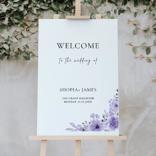 Welkomstteken Paarse bruiloft Poster