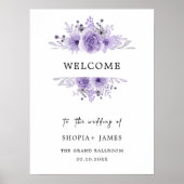 Welkomstteken Paarse bruiloft Poster (Voorkant)