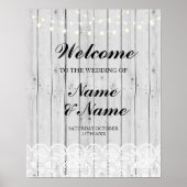Welkomstteken Poster Weddenschap Grijze Wood Poste (Voorkant)