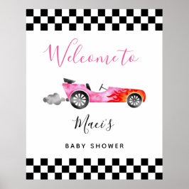 Welkomstteken roze auto Baby shower Poster