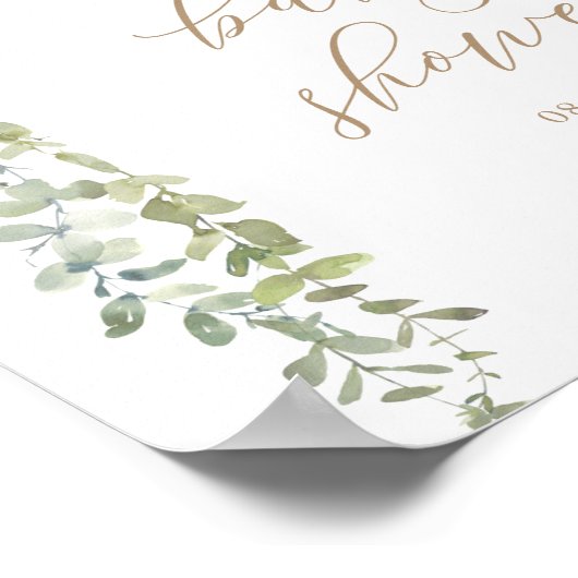 Welkomstteken Roze ballon Eucalyptus Baby shower Poster (Hoek)