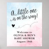 Welkomstteken Roze en Blauw Baby shower Poster (Voorkant)