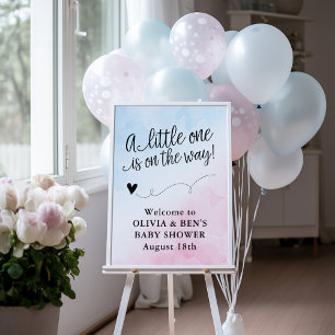 Welkomstteken Roze en Blauw Baby shower Poster
