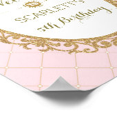 Welkomstteken roze en gouden prinses Birthday Part Poster (Hoek)
