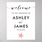 Welkomstteken roze Starfish Weddenschap Poster (Voorkant)