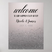 welkomstteken roze zilveren lolstaartwonden poster (Voorkant)