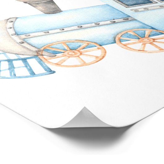 Welkomstteken trein op zaterdag of Baby shower Poster (Hoek)