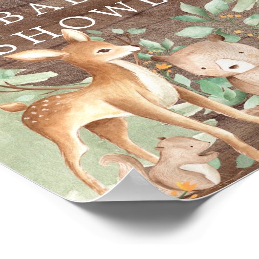 Welkomstteken van Baby shower Woodland Animals Poster (Hoek)