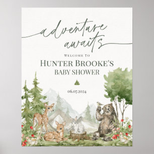 Welkomstteken van Baby shower Woodland Animals Poster