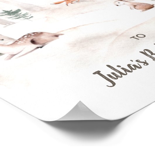 Welkomstteken van baby shower, Woodland Animals Poster (Hoek)