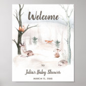 Welkomstteken van baby shower, Woodland Animals Poster (Voorkant)