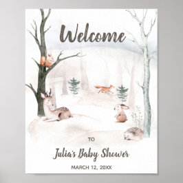 Welkomstteken van baby shower, Woodland Animals Poster
